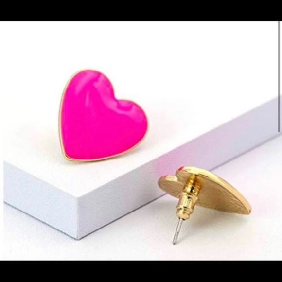 BaubleBar Jewelry - Pink heart studded valentines Day earrings brand-new similar to bubble b…